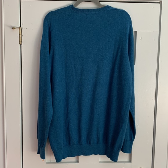 LL Bean Mens Size M Tall Blue V Neck Sweater Cotton/Cashmere - Picture 6 of 6